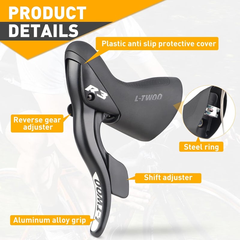 WEEROCK L-TWOO Road Bike Shift Lever 2x7/ 2x8/ 2x9/ 2x10 Speeds Road Bicycle Shifters with Brake Levers Compatible with Shimano - Image 4